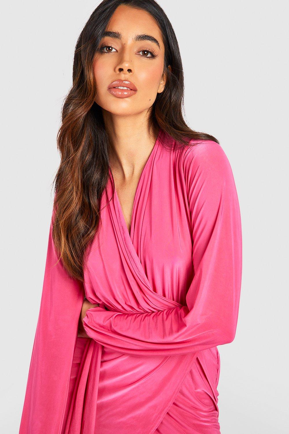 Queen bee wrap front 2024 maxi dress in pink